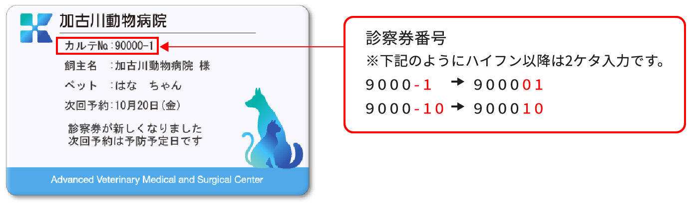 診察券番号の入力方法